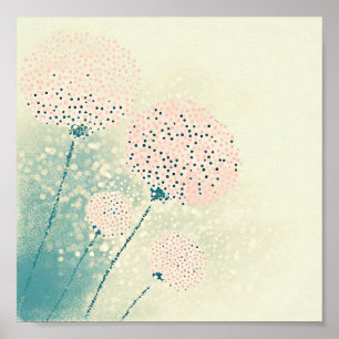 Rosa abstrakte Blumenkunst Poster