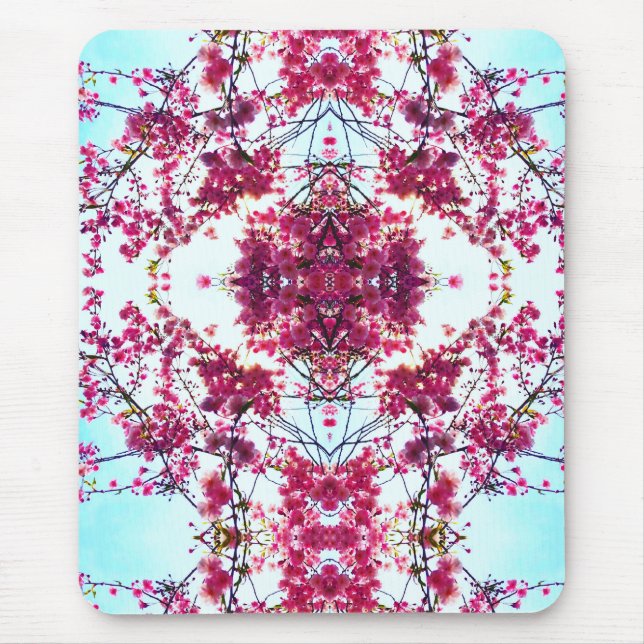 Rosa abstrakte Boho Blumenmandala Mousepad (Vorne)