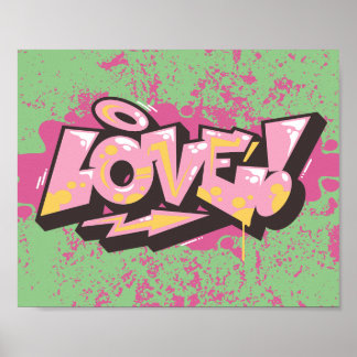 Rosa Abstrakte Graffiti-LIEBE Poster