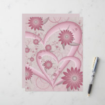 Rosa Abstrakte Herzen & Blume Liebe Fraktal Art