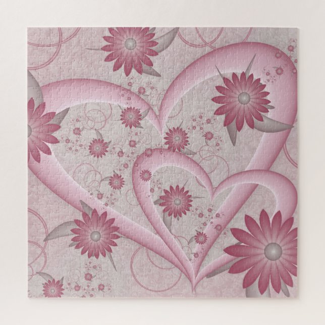 Rosa Abstrakte Herzen & Blume Liebe Fraktal Art (Vertikal)