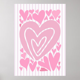 Rosa abstrakte Herzen Poster