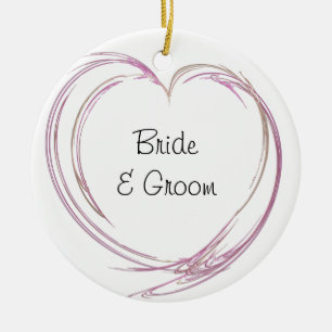 Rosa Abstrakte Herzhochzeit Keramikornament