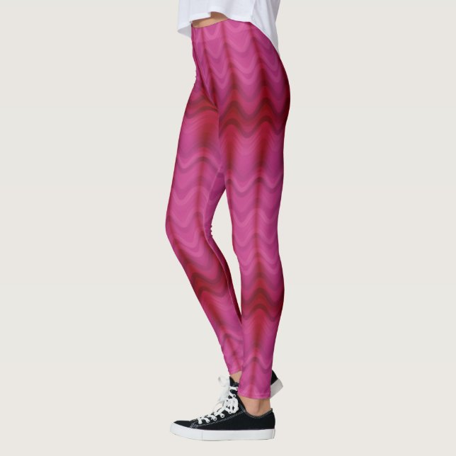 Rosa Abstrakte Wirble Linien Leggings (Links)