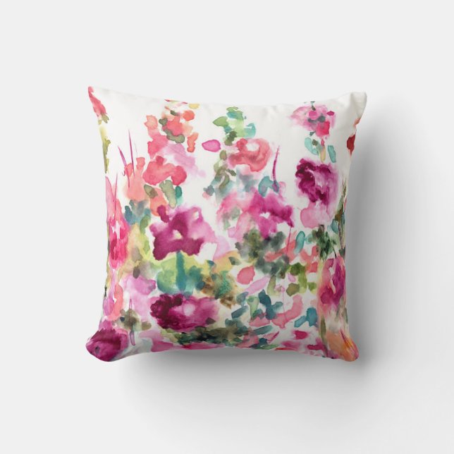 Rosa abstrakter Watercolor-Blumen-Hintergrund Kissen (Vorderseite)