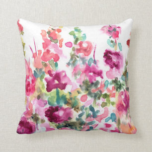 Rosa abstrakter Watercolor-Blumen-Hintergrund Kissen