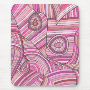 Rosa abstraktes geometrisches Muster mit gebogenen Mousepad