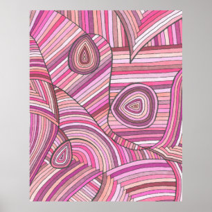 Rosa abstraktes geometrisches Muster mit gebogenen Poster