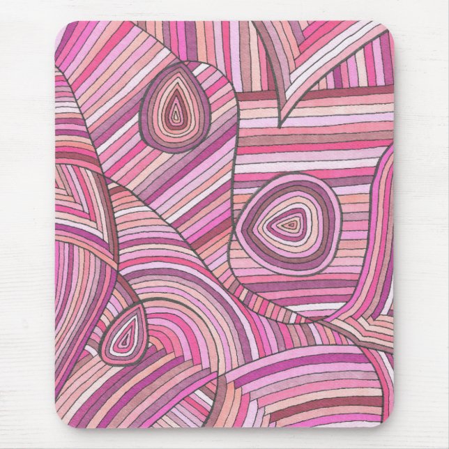 rosa Abstraktes geometrisches Muster mit gekrümmte Mousepad (Vorne)