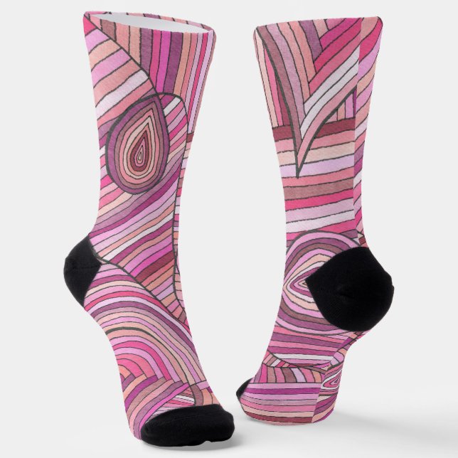 rosa Abstraktes geometrisches Muster mit gekrümmte Socken (Gewinkelt)