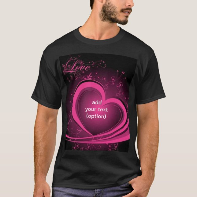 Rosa abstraktes Herz-grundlegendes dunkles T-Shirt (Vorderseite)