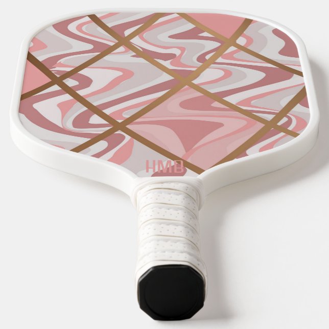 Rosa Abstraktes Muster Personalisiert Pickleball Schläger (Ablage )