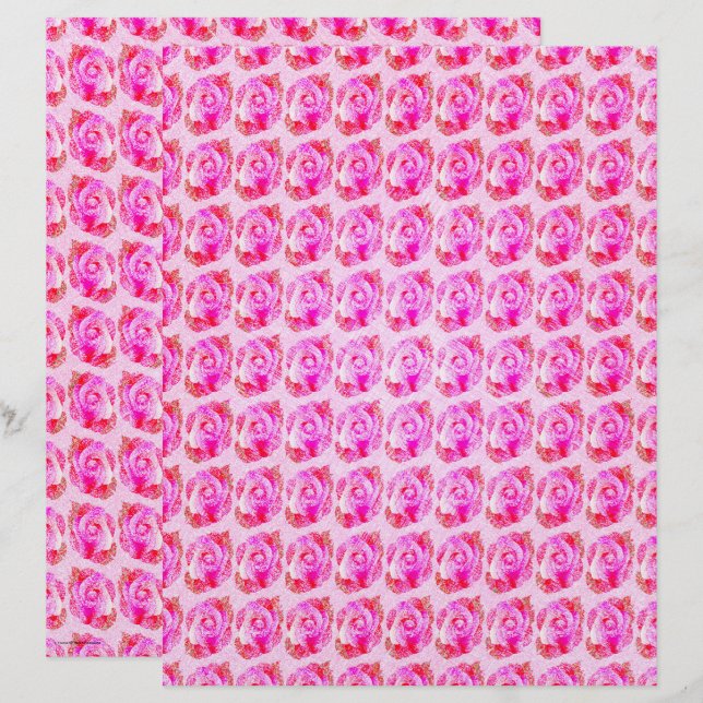 Rosa abstraktes Rosen Scrapbook Papier 2-seitig Se (Vorne/Hinten)