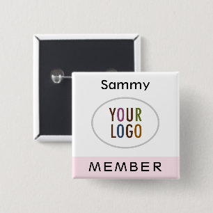 Rosa Abzeichen mit Namen der Teilnehmer mit Logo P Button
