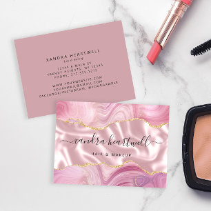 Rosa Achat Gold Glitter Luxus Visitenkarte