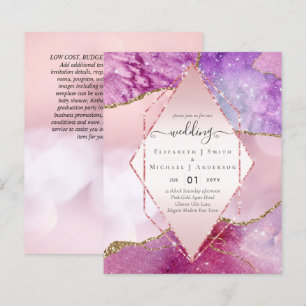 Rosa ACHATE glänzende Hochzeitseinladungen BUDGET