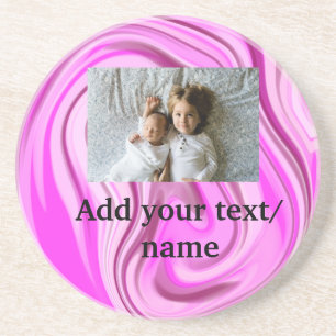 Rosa Acryl-Gussmarmor füge deinen Text hinzu Foto  Getränkeuntersetzer