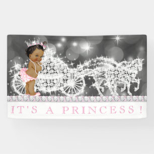Rosa Afroamerikanische Prinzessin Baby Shower Banner