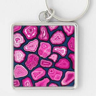 Rosa Ageratscheiben Schlüsselanhänger