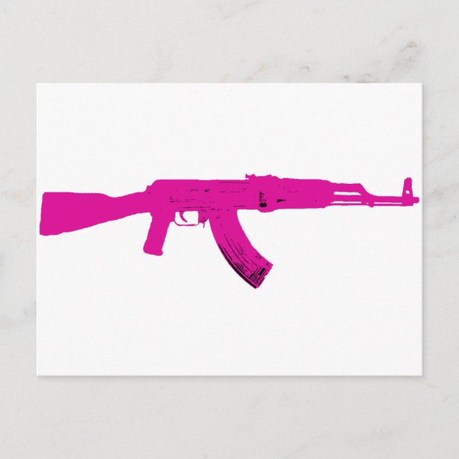 Rosa AK-47 Postkarte (Vorderseite)
