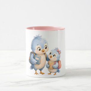 Rosa Akzent-Tasse Vogelschwestern Tasse