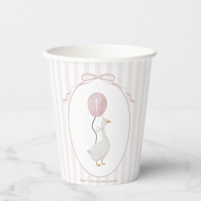 Rosa Albern Gänsepapier-Cup Pappbecher (Vorderseite)