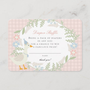 Rosa Albern Gingham Floral Diaper Raffekarte Begleitkarte