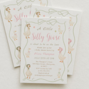 Rosa Alberne Gans Baby Shower Einladung