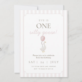 Rosa Alberne Gänse Erster Geburtstag Einladung