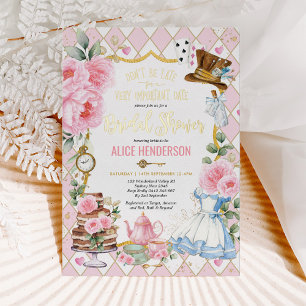Rosa Alice im Wunderland Brautparty Tee Folieneinladung