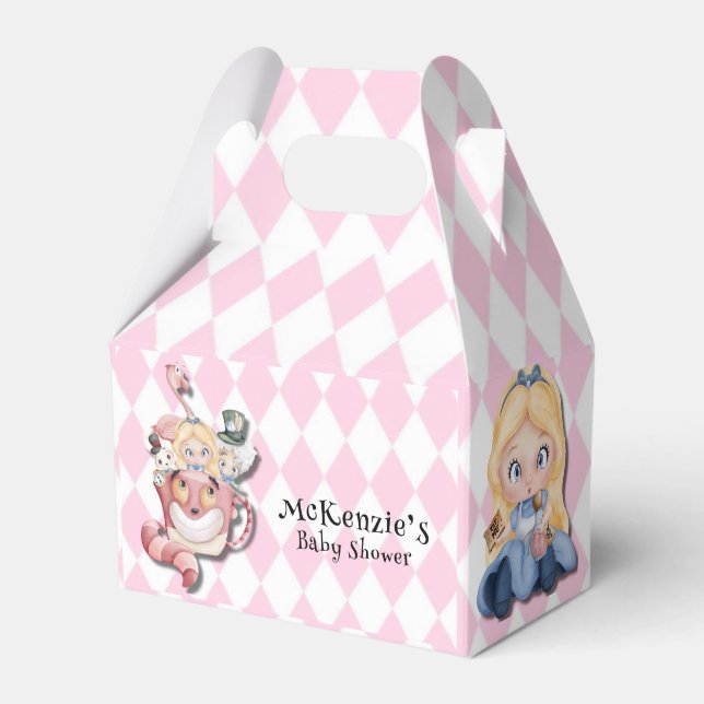 Rosa Alice im Wunderland und Friends Babydusche Geschenkschachtel (Vorderseite)