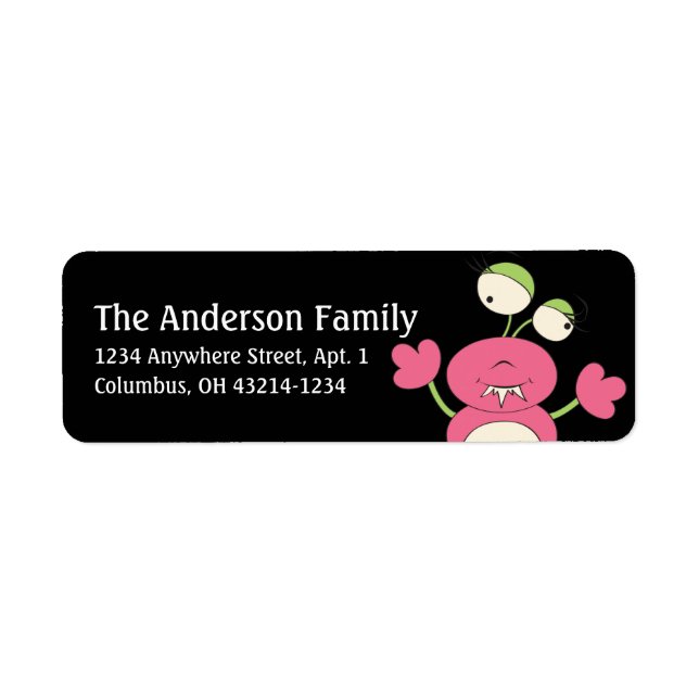 Rosa Alien Äußerer Platz Fun Address Labels d1 (Vorne)