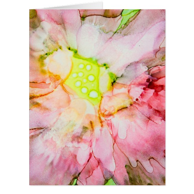 Rosa Alkohol Tinte Abstrakte Blume (Vorderseite)