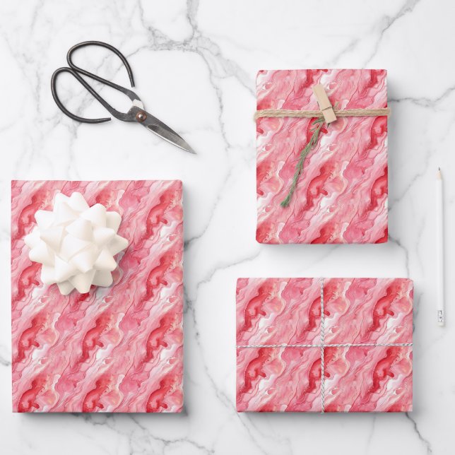 Rosa Alkoholtinte Geschenkpapier Set (Vorderseite)