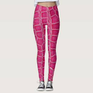 Rosa Alligator Gemusterte Textur Leggings