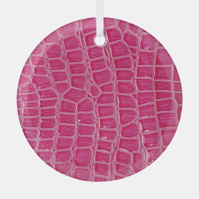 Rosa Alligator Gemusterte Textur Ornament Aus Glas (Vorderseite)