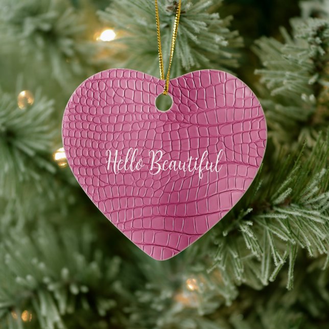 Rosa Alligator-Tierdruck Keramik Ornament (Baum)