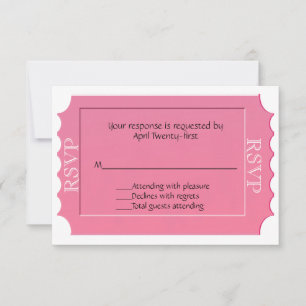 Rosa Allzweck-Ticket-RSVP-Antwortkarte RSVP Karte