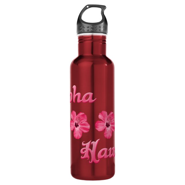 Rosa Aloha Hawaii Trinkflasche (Vorderseite)