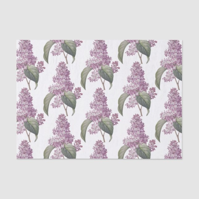 Rosa altmodische Lilac Floral Print Decoupage Seidenpapier (Vorderseite)