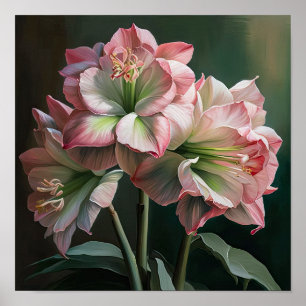 Rosa Amaryllis Blume Art Print Poster