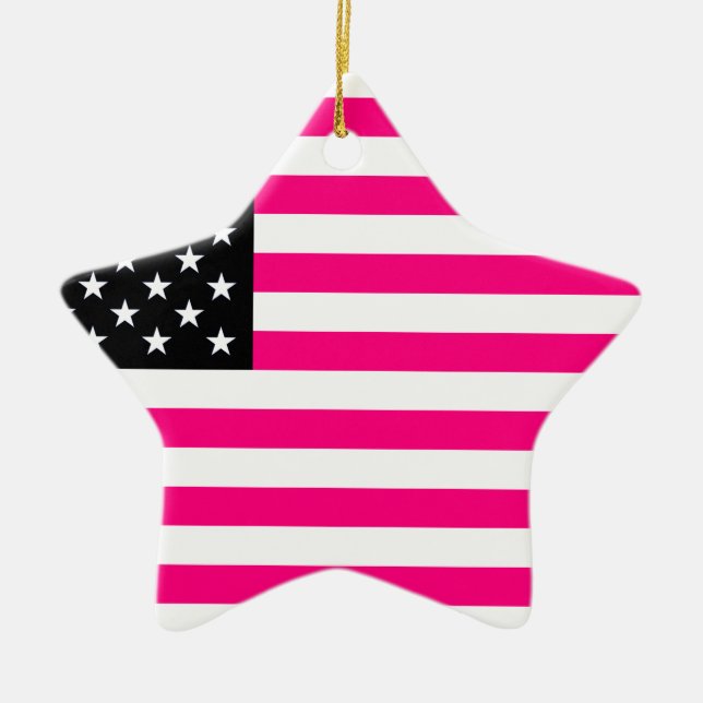 rosa amerikanische Flagge Keramik Ornament (Vorne)