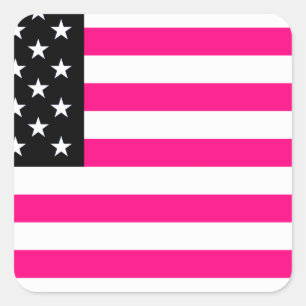 rosa amerikanische Flagge Quadratischer Aufkleber
