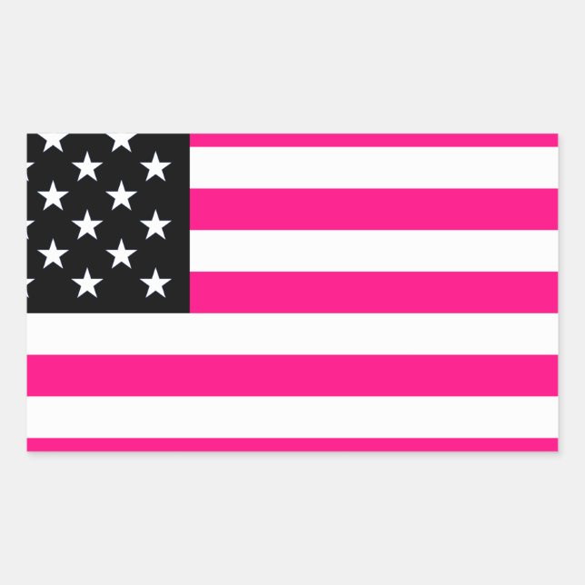 rosa amerikanische Flagge Rechteckiger Aufkleber (Vorderseite)