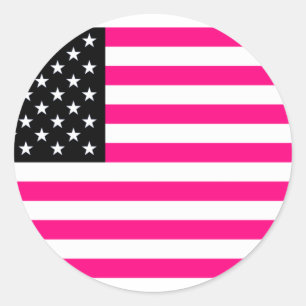 rosa amerikanische Flagge Runder Aufkleber