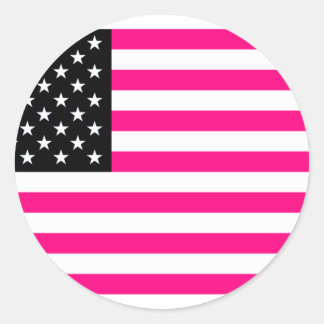 rosa amerikanische Flagge Runder Aufkleber