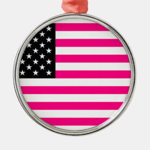rosa amerikanische Flagge Silbernes Ornament