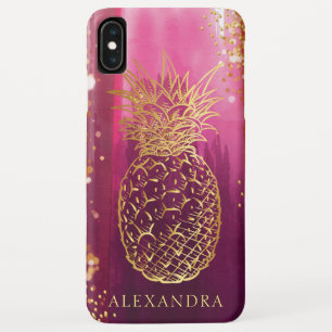 Rosa Ananas Gold Glitzer Personalisiert Case-Mate iPhone Hülle