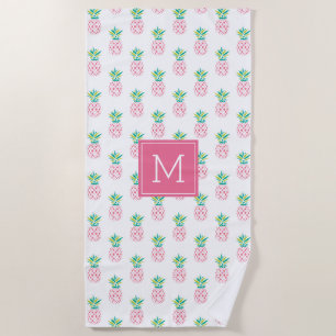 Rosa Ananas Mit Monogramm Strandtuch