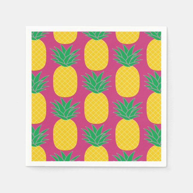 Rosa Ananas tropisch Serviette (Vorderseite)